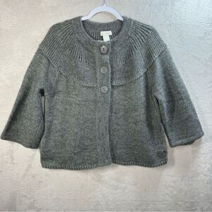 Deane +‎ White Gray Alpaca Blend Cardigan Sweater Women’s Size Large L